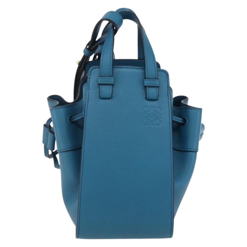 Loewe Anagram Leather Hammock Drawstring Mini Shoulder Bag Blue